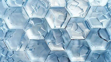 hexagonal pattern background with glass texture finish and cold colors