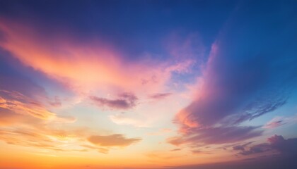 abstract blurred orange purple and blue clouds gradient color and sky sunset on evening nature background