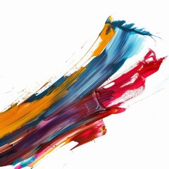 colorful bold paint brushstroke on a white background