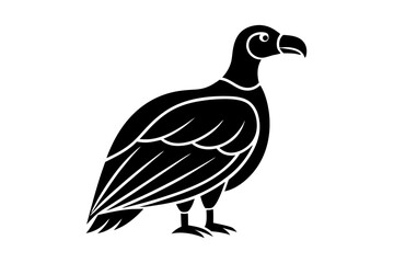 California Condor Silhouette Line Art - Clean Abstract Vector Face Illustration on White Background | Cute Cartoon Clipart Icon