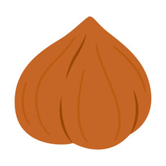 Hazelnut kernel ripe and tasty, healthy treat, snacks. Hand drawn trendy flat style isolated Vector illustration