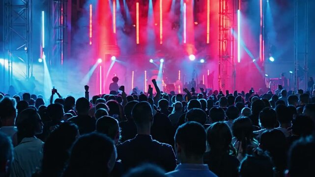 throngs of people at a tech event or music performance