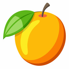 An Orange Fruit with a Green Leaf