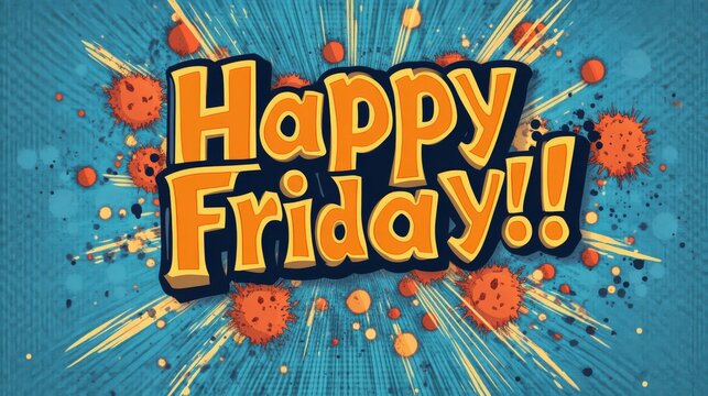 Colorful and Dynamic Happy Friday Pop Art Design for High Energy Vibes