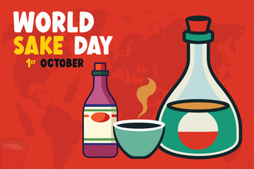 World Sake Day Vector Japanese Sake Celebration Illustration and background Design