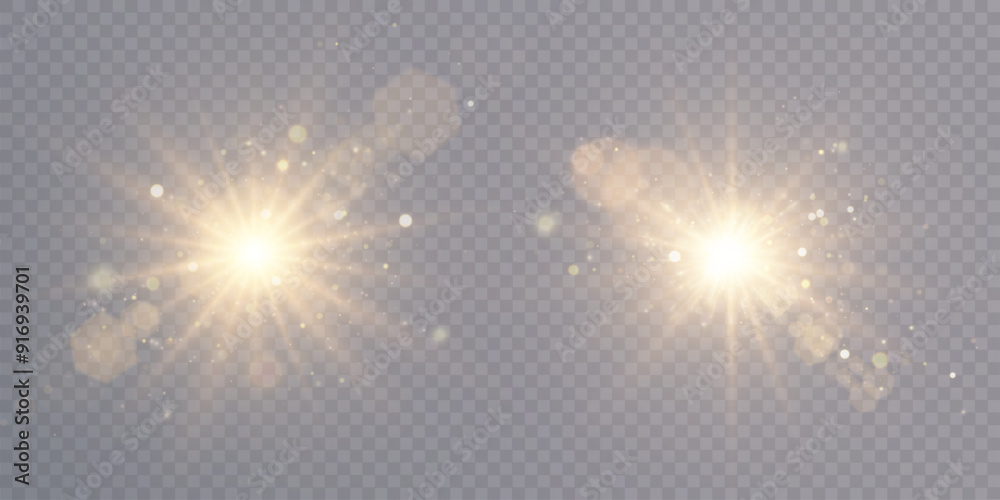 Aufkleber abstract light flares png of bright golden glow, translucent glow with special light effect. vector 