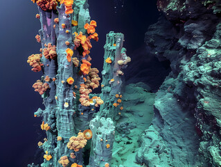 Hydrothermal vent with background illustration
