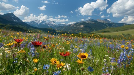 Obraz premium Wildflowers Blooming in a Mountain Meadow