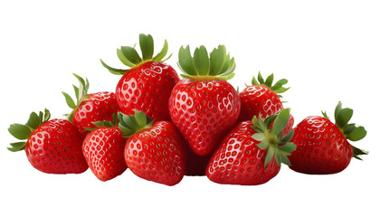 Fresh ripe strawberries on a transparent background
