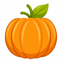 Orange Pumpkin with Green Leaf and Stem