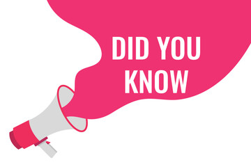did you know button, banner, label, template for website. did you know text with colorful megaphone icon
