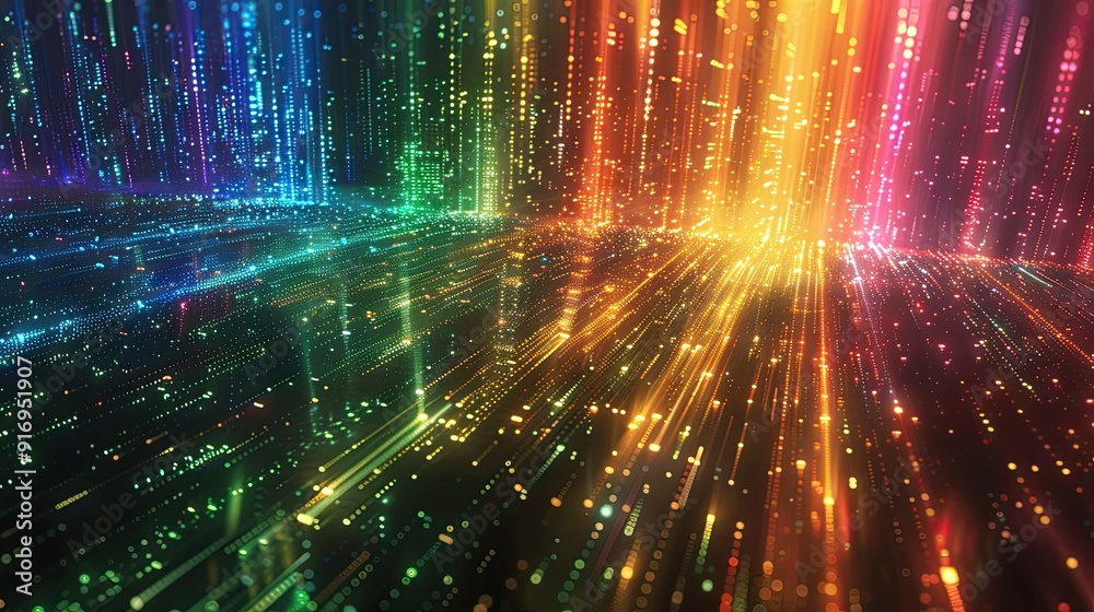 Fototapete rainbow computer small text, in style of lots of tiny text