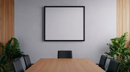 Empty Meeting Room With Blank Frame.