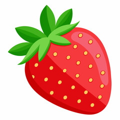 Obraz premium A Single, Ripe Strawberry with Green Leaves