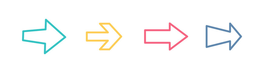 Arrow element for infographic. Vector illustration of various arrow shape in outline, lineal, and color outlined.