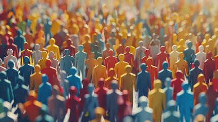 Fototapeta premium Paper cutout depicts a sizable gathering of individuals standing. Generative Ai