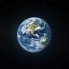 Fototapeta premium A full view of Earth from space, showing North and South America with clear skies.