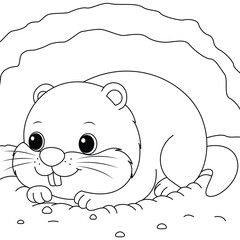Cute Groundhog outline coloring page