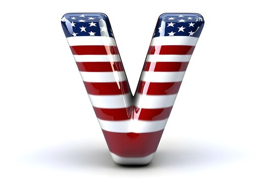 USA Letter N,V American flag font alphabet - Letter V
