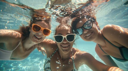 Naklejka premium The friends underwater selfie