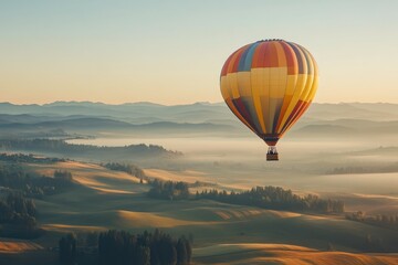 Obraz premium Colorful Balloon Gliding Through Clear Blue Sky