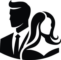 Set man and woman head icon silhouette. Male and female avatar profile sign, face silhouette logo – stock vector