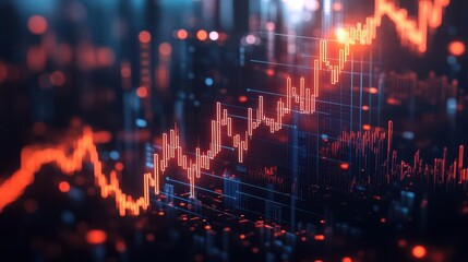 Fototapeta premium 3D illustration of an ascending financial chart with realistic lighting, symbolizing business achievement