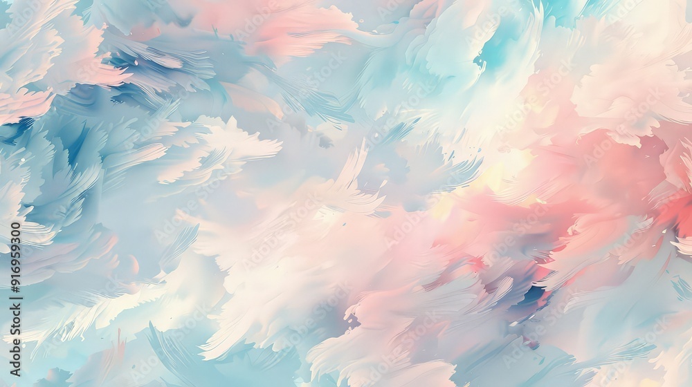 Wall mural a background pattern of soft, airy brushstrokes creating abstract cloud-like forms in a serene, past