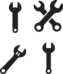 silhouette of clean vector Wrench set isolated on white background 