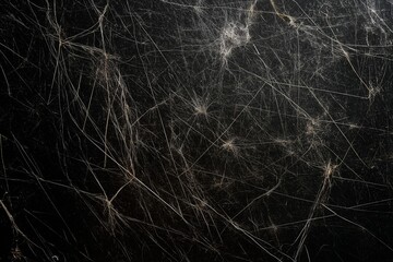 A black and white photo of a spider web with a lot of lines and a lot of detail. Grunge texture, overlay texture.