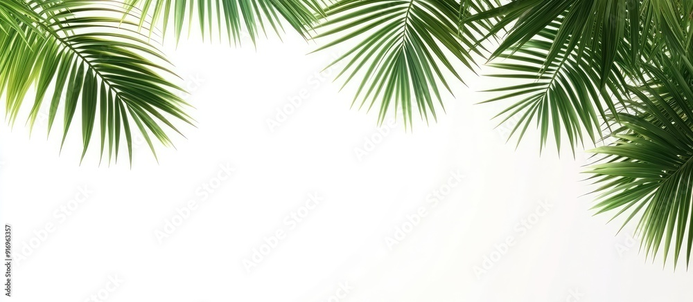 Poster palm leaves isolated on a white background copyspace for text