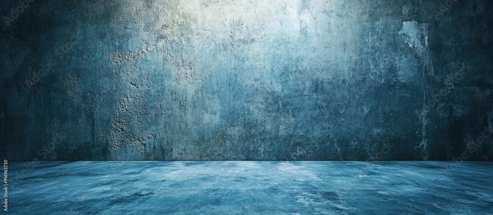 Poster abstract blue backdrop vintage cement wall. with copy space image. place for adding text or design