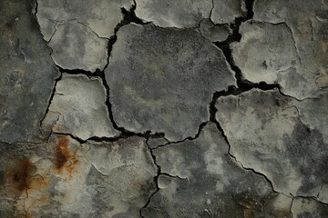 Obraz premium A cracked rock with a lot of dirt on it. Grunge texture, overlay texture.