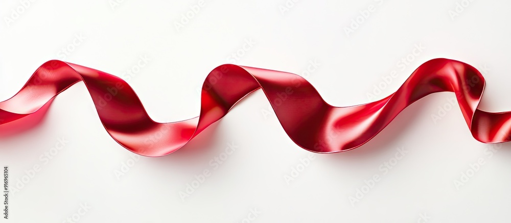 Poster valentine s day spiral shaped red ribbon separated on a white background with copyspace