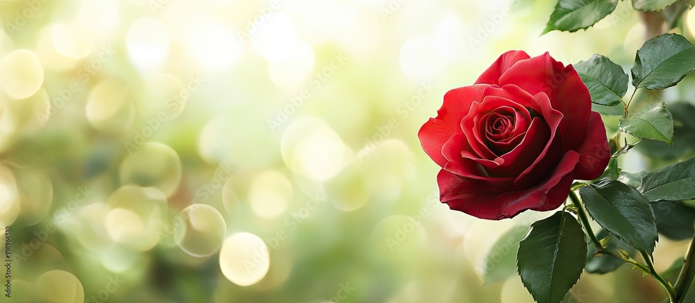 Aufkleber Red rose flower in a spring season natural backdrop. with copy space image. Place for adding text or design