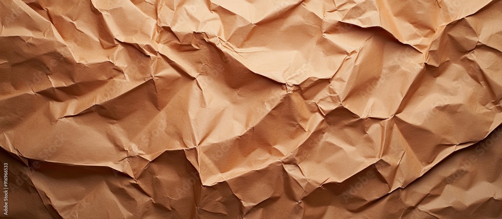 Poster Brown crumpled paper texture for design. with copy space image. Place for adding text or design