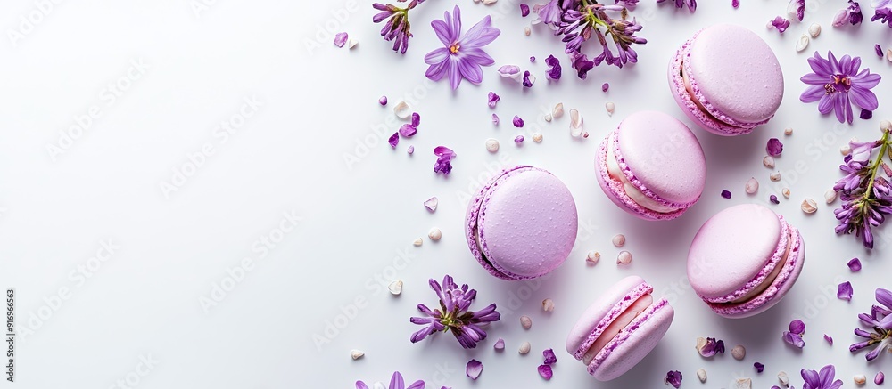 Poster cake macaron or macaroon isolated on a white background vibrant almond cookies in pastel shades and 