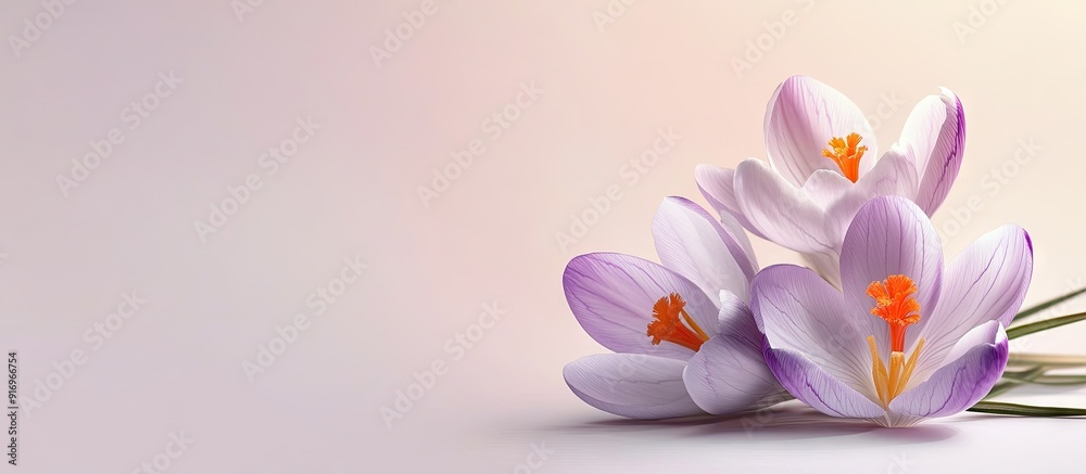 Aufkleber crocus one of the earliest flowers of spring. with copy space image. Place for adding text or design