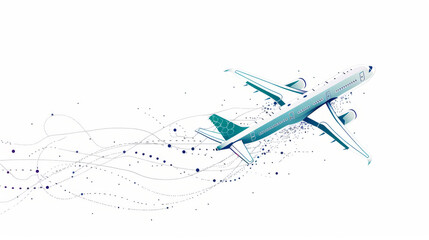 Airplane flight route icon. Airplane path with line trace. Flight way wallpaper on white background.