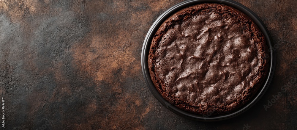 Fototapete chocolate cake viewed from above. with copy space image. place for adding text or design
