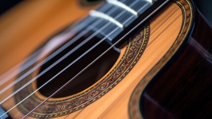 Obraz premium Close-up of Acoustic Guitar Soundhole