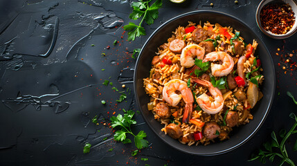 Jambalaya with sausage background illustration