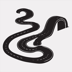 Fototapeta premium Road vector silhouette on a white background
