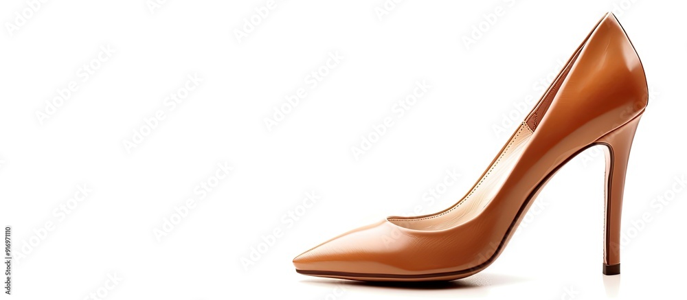 Poster women s high heel shoes visibly worn on a white background with a blank space for additional content