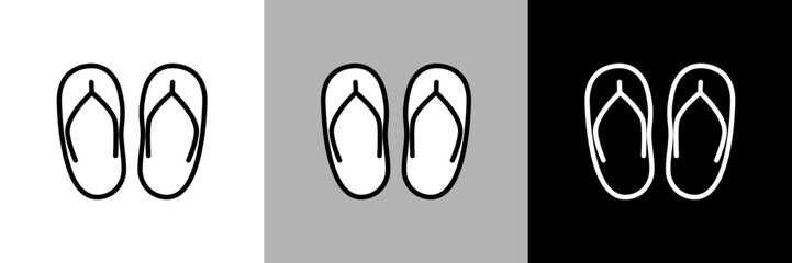 シンプルな線画のビーチサンダルのベクターアイコン
