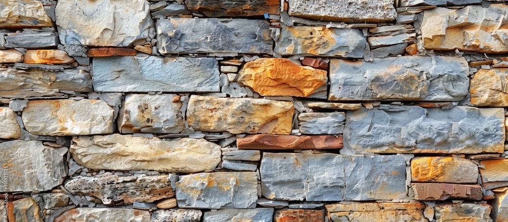 Aufkleber rustic style wall made of old marable bricks featuring a unique destroyed stone pattern includes cop
