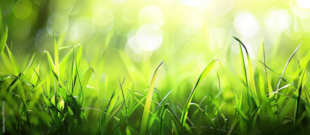 Leinwandbilder spring grass in vibrant green hues with sunlight filtering through providing space for text or image