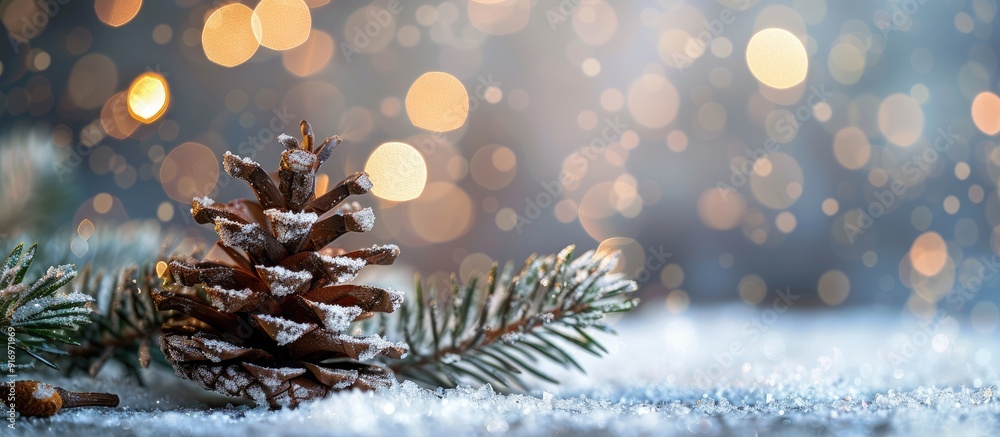 Poster pine cone on a christmas themed copy space image