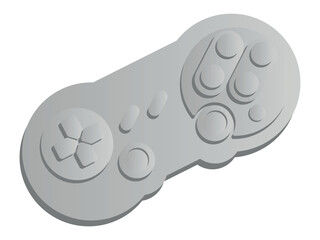 3d clay game controller with geometric shapes in minimal funny cartoon style. Modern design element on white background. Vector illustration or icon gamepad.