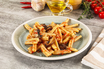 Italian cuisine - casafecce with mushrooms